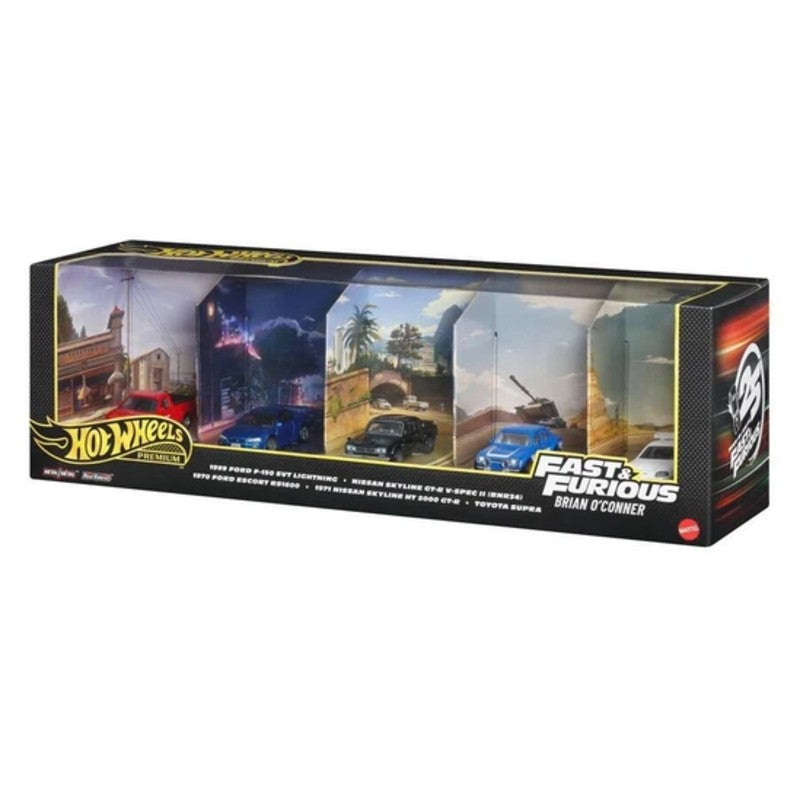 Hot Wheels Toy Cars, Premium Fast & Furious Bundle, 5 1:64 Scale Die-Cast Vehicles from the Movie Franchise in Collectable Packaging | 1:64 Scale, From Movie Franchise, Collectable Packaging