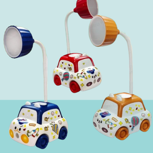 LED Table Lamp – Car Shaped LED Rechargeable Desk Lamp with Pen Holder & Sharpener, Study Desk Light for Study Room/Home/Office, Study Lamp