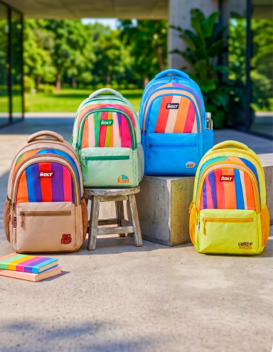 Cute 18 Inches Rainbow Print School Backpack for Boys & Girls Kids - Assorted
