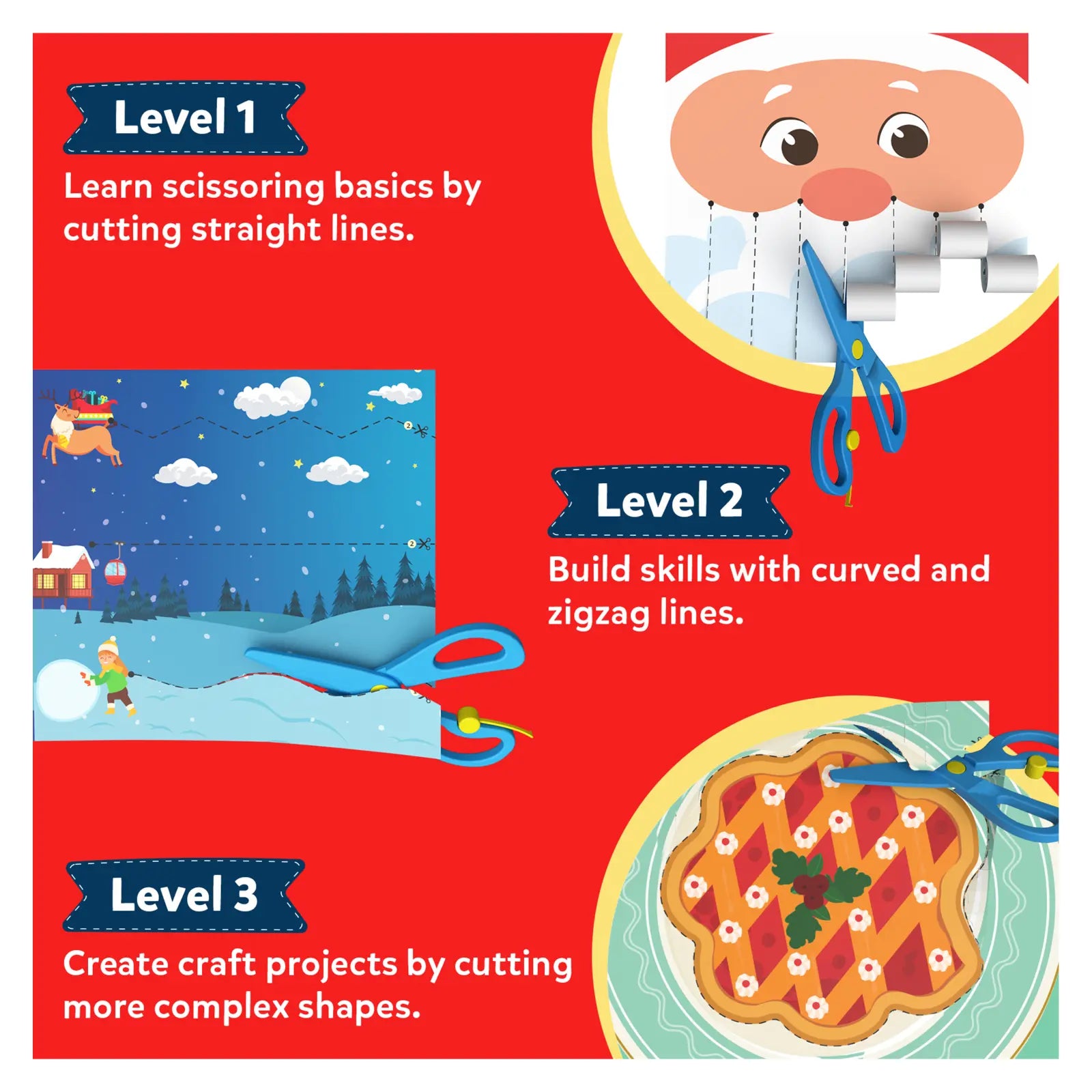 Skillmatics SNIP, SNIP! Holiday Magic - Art & Craft Activity Kit for Ages 3-7