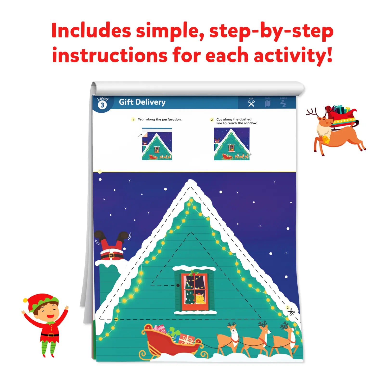 Skillmatics SNIP, SNIP! Holiday Magic - Art & Craft Activity Kit for Ages 3-7