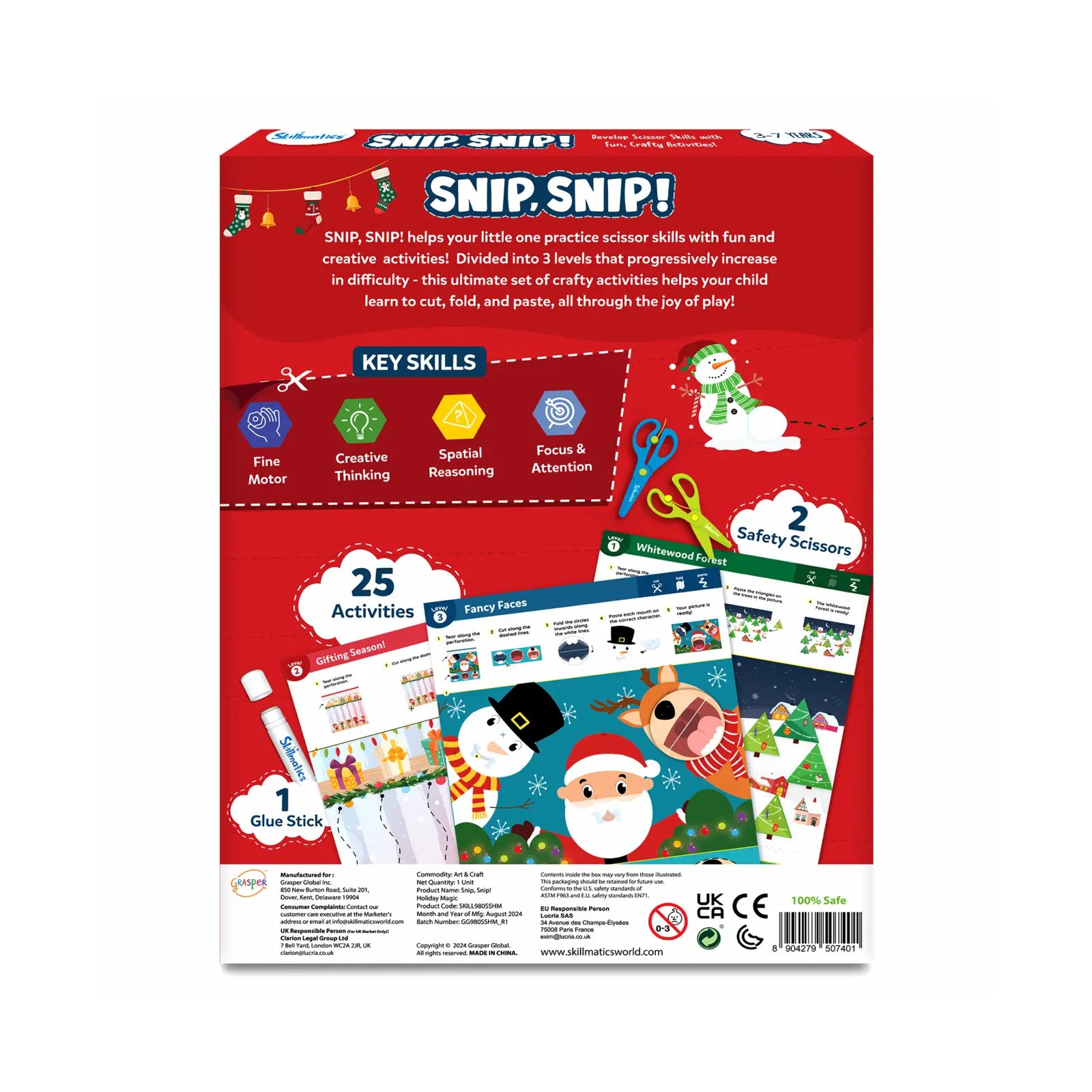 Skillmatics SNIP, SNIP! Holiday Magic - Art & Craft Activity Kit for Ages 3-7
