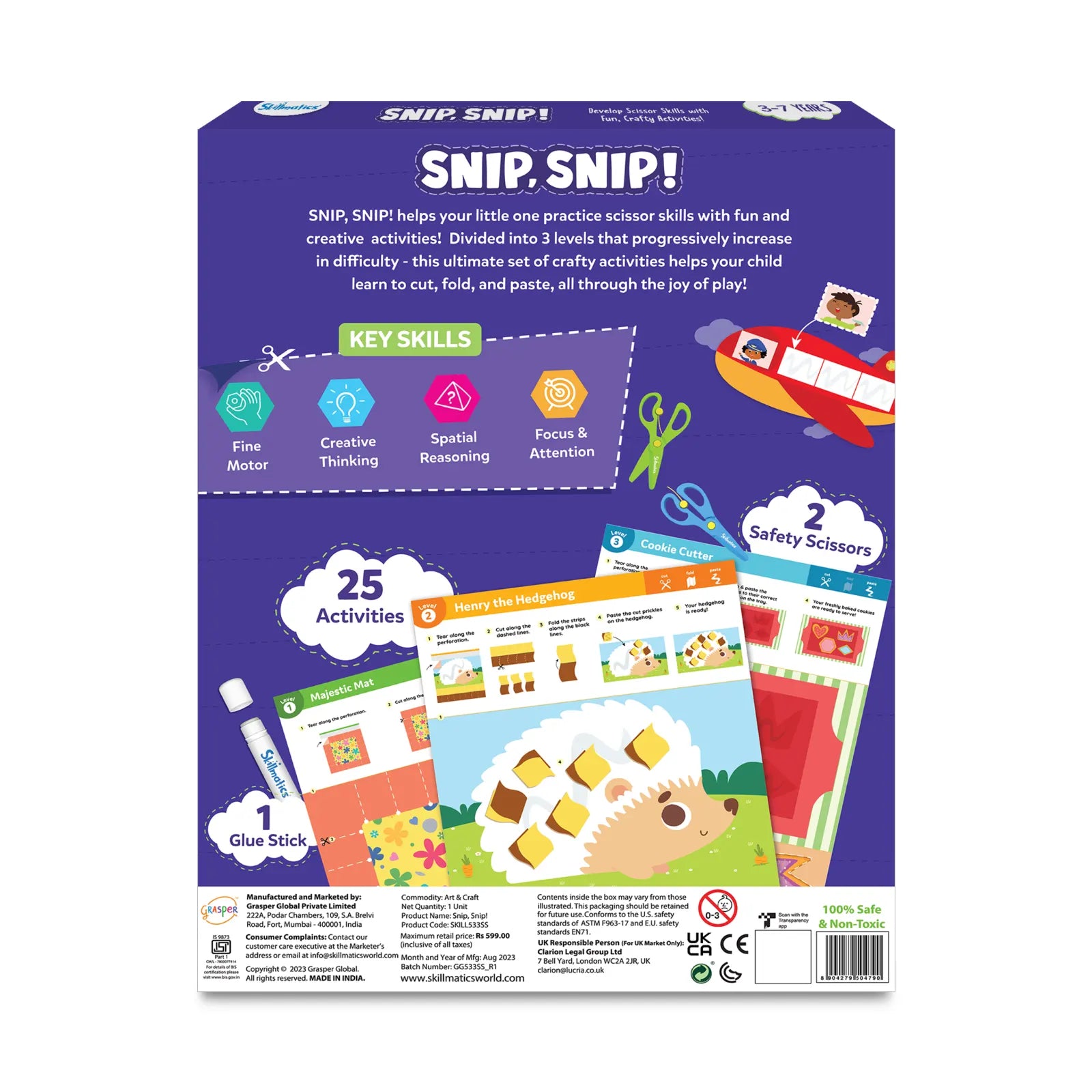 Skillmatics Snip Snip | Art & Craft Activity Kit | Multicolor