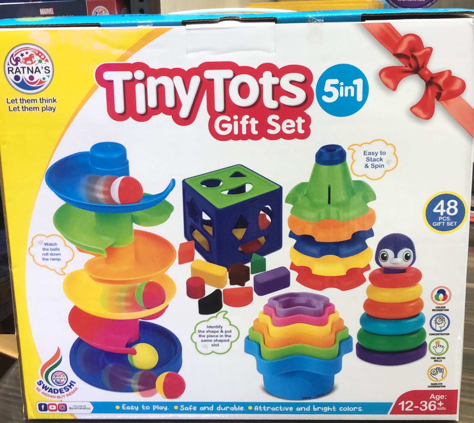 Ratna's 5 in 1 Tiny Tots Gift Set Toys Learning for Infants & Toddlers - Multicolor