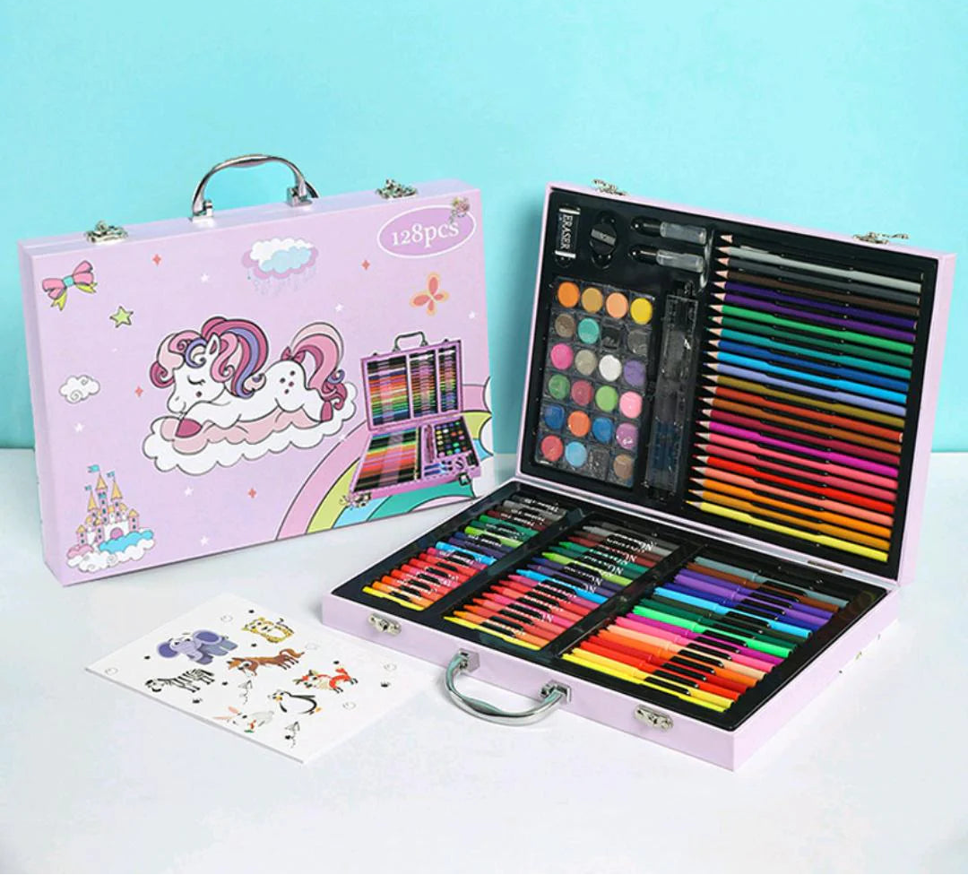 Color Box with Coloring Kit, Drawing Color Pencils, Water Colors, Oil Pastel etc - Assorted Color