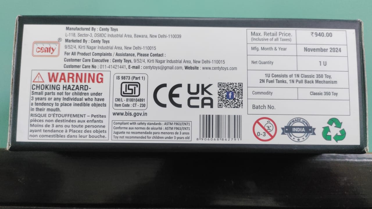 Centy Royal Enfield Classic 350 MIY Scale 1:15 Model