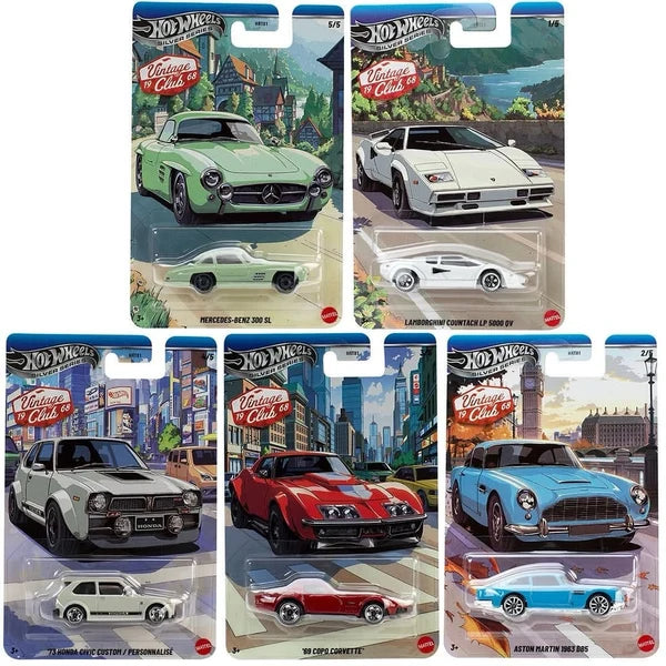 Hot Wheels Silver Series Vintage Club - Pack of 5 Cars - Collector Edition - HRT81-955K
