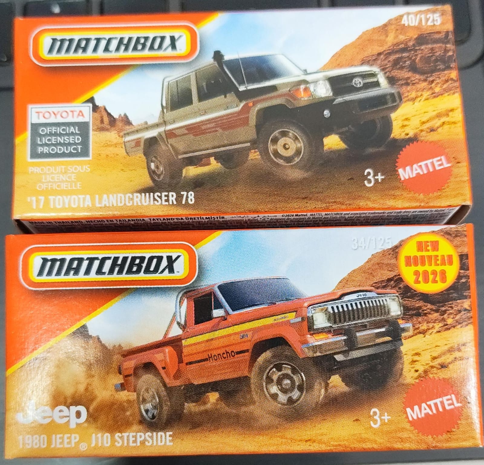 Matchbox Mainline - Combo Pack of 2 Cars - DNK70 - 1980 Jeep J10 Stepside & 17 Toyota Landcruiser 78