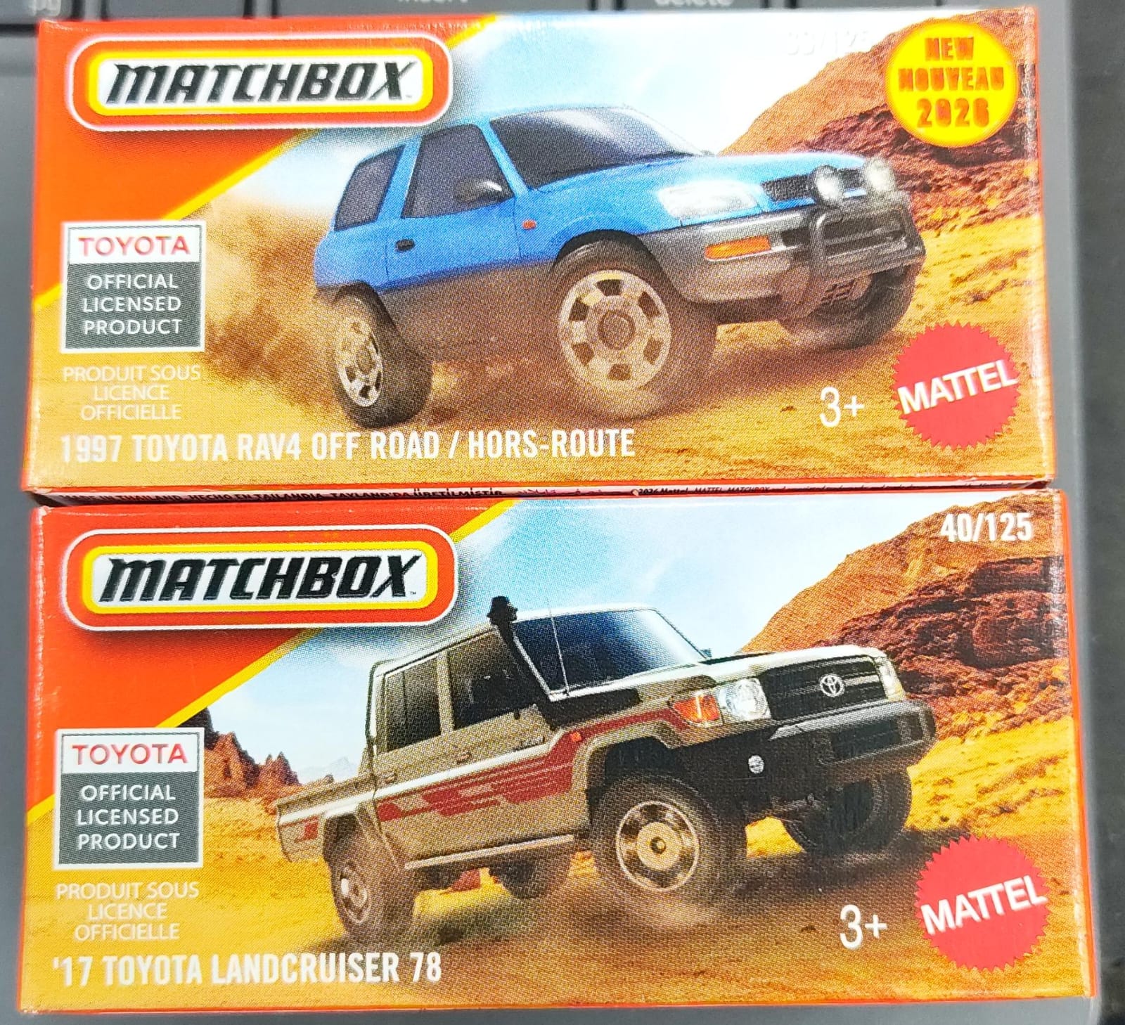 Matchbox Mainline - Combo Pack of 2 Cars - DNK70 - 1997 Toyota RAV4 Off Road / Hors Route & 17 Toyota Landcruiser 78