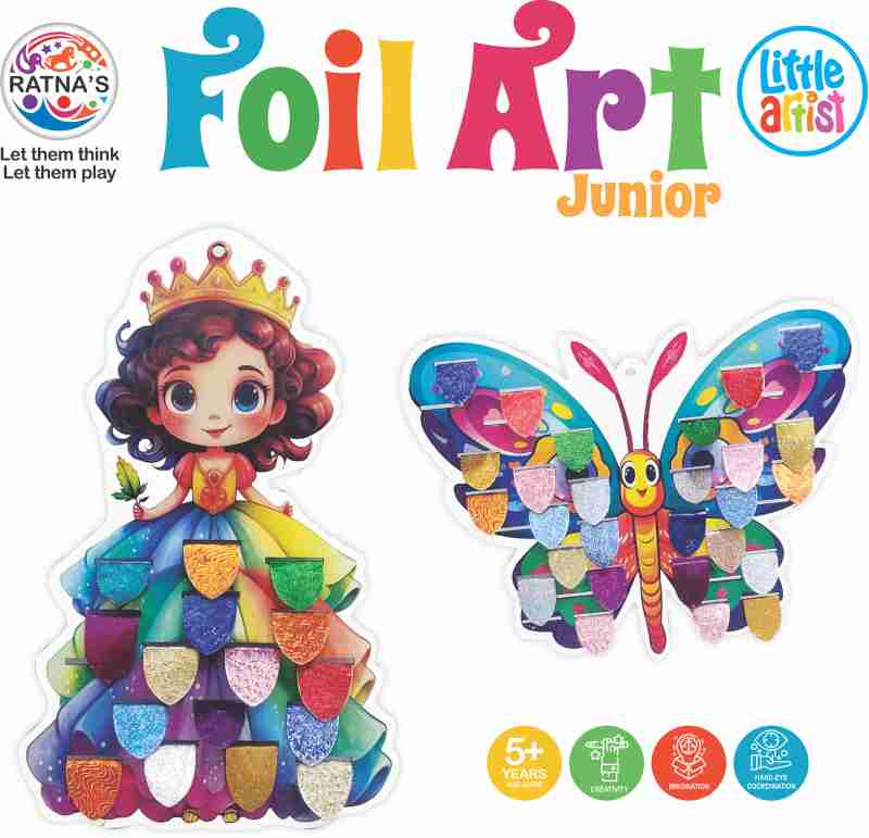 RATNA'S Junior Foil Art Kit DIY Creative Activity Kit - Foil Fun Craft Kits & Supplies for Kids and Adults