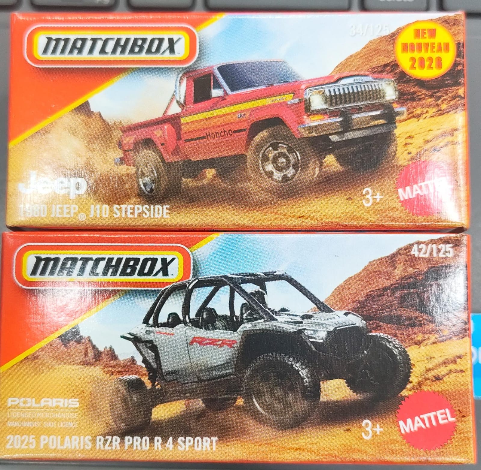 Matchbox Mainline - Combo Pack of 2 Cars - DNK70 - 2025 Polaris RZR Pro R 4 Sport & 1980 Jeep J10 Stepside