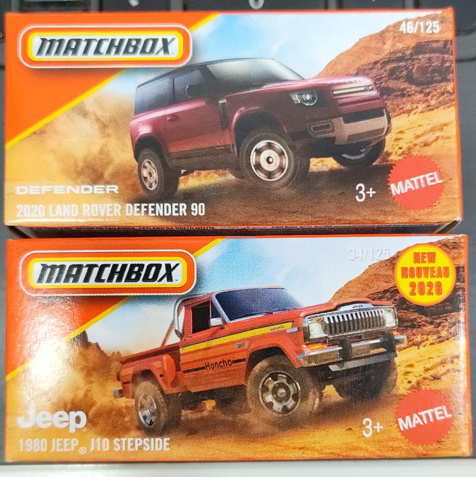 Matchbox Mainline - Combo Pack of 2 Cars - DNK70 - 2020 Land Rover Defender 90 & 1980 Jeep J10 Stepside