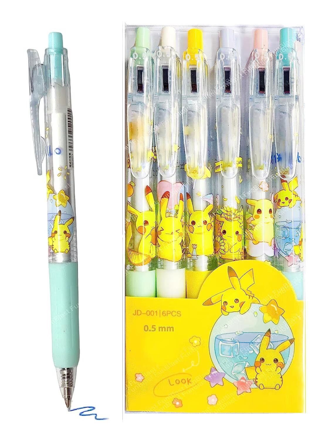 Pokemon Lightweight Blue Ball Pen with Comfortable Grip for Extra Smooth Writing pack of 6 multicolor