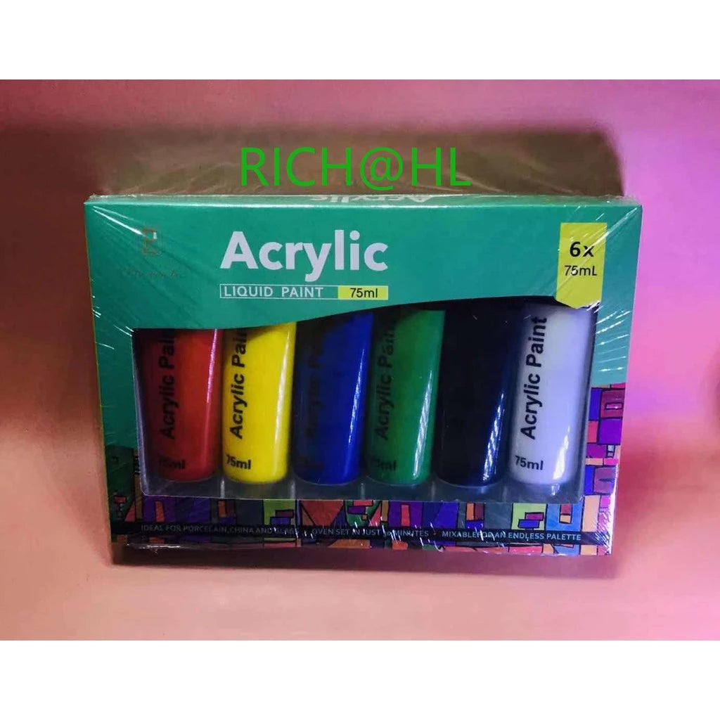Acrylic Paint Set for Canvas, Wood, Clay, Fabric, Nail Art, and Ceramic – 6 Color Set with Vibrant, High-Quality Paints