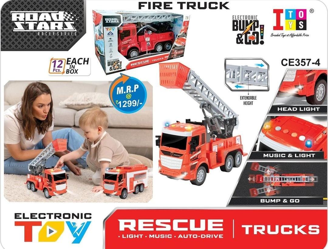 Itoys Fire Truck Bump & Go | Light & Music | Red