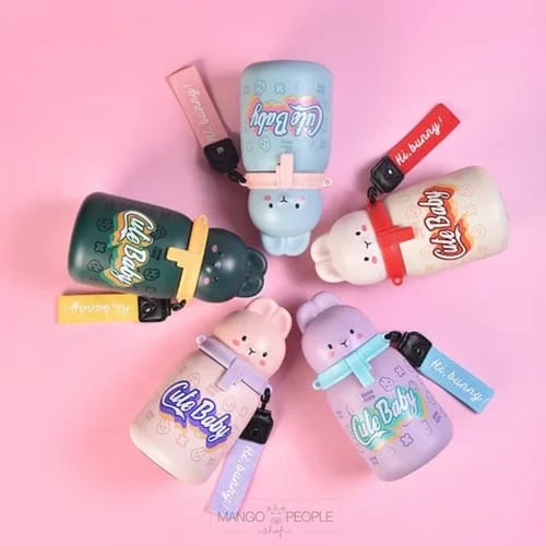 Double Wall Stainless Steel Vacuum Cute Baby Cap Bottle 350ml