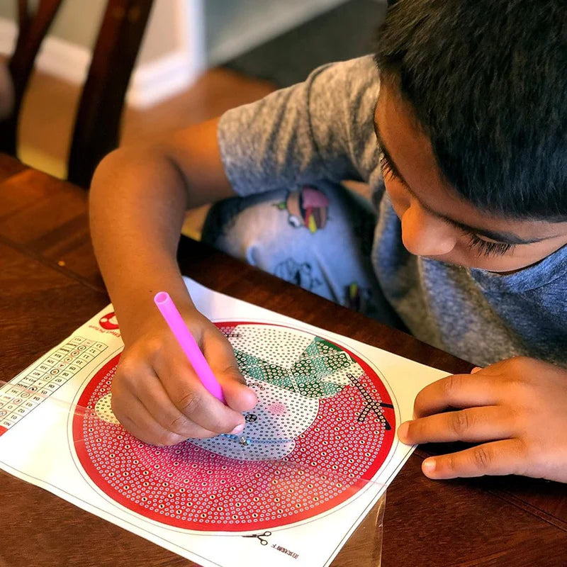 Cots and Cuddles Round Sparkling Diamond Painting Kits with Easel Stand- DIY Art Kit | Christmas Themed | Assorted