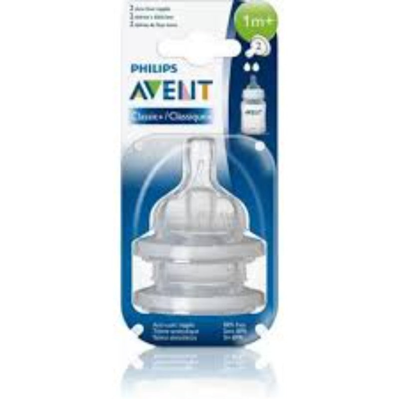Philips Avent (1M+) Anti Colic Teat Slow Flow Pack of 2 Nipples | SCF632/27 ( Cordlife )