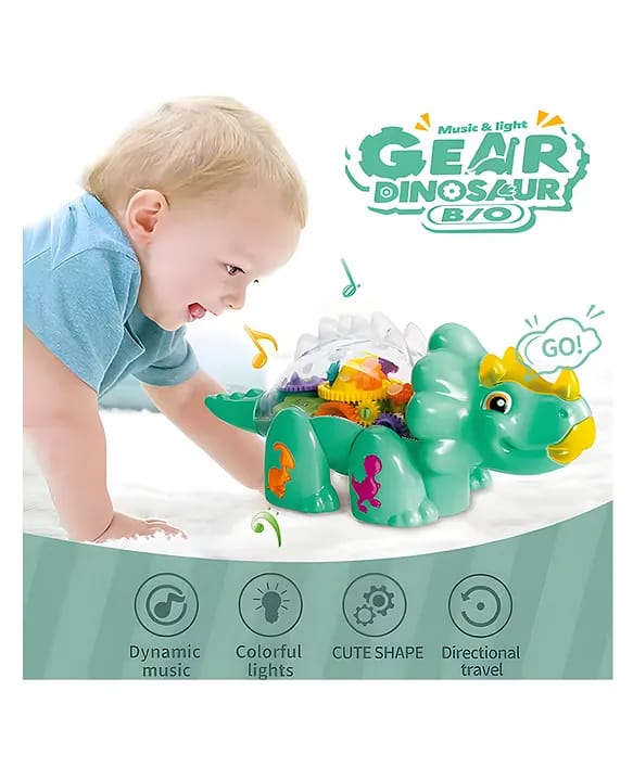 Educational Toys Cute Dinosaur Transparent Shell Lighting Music Dinosaur Car Toy for Kids