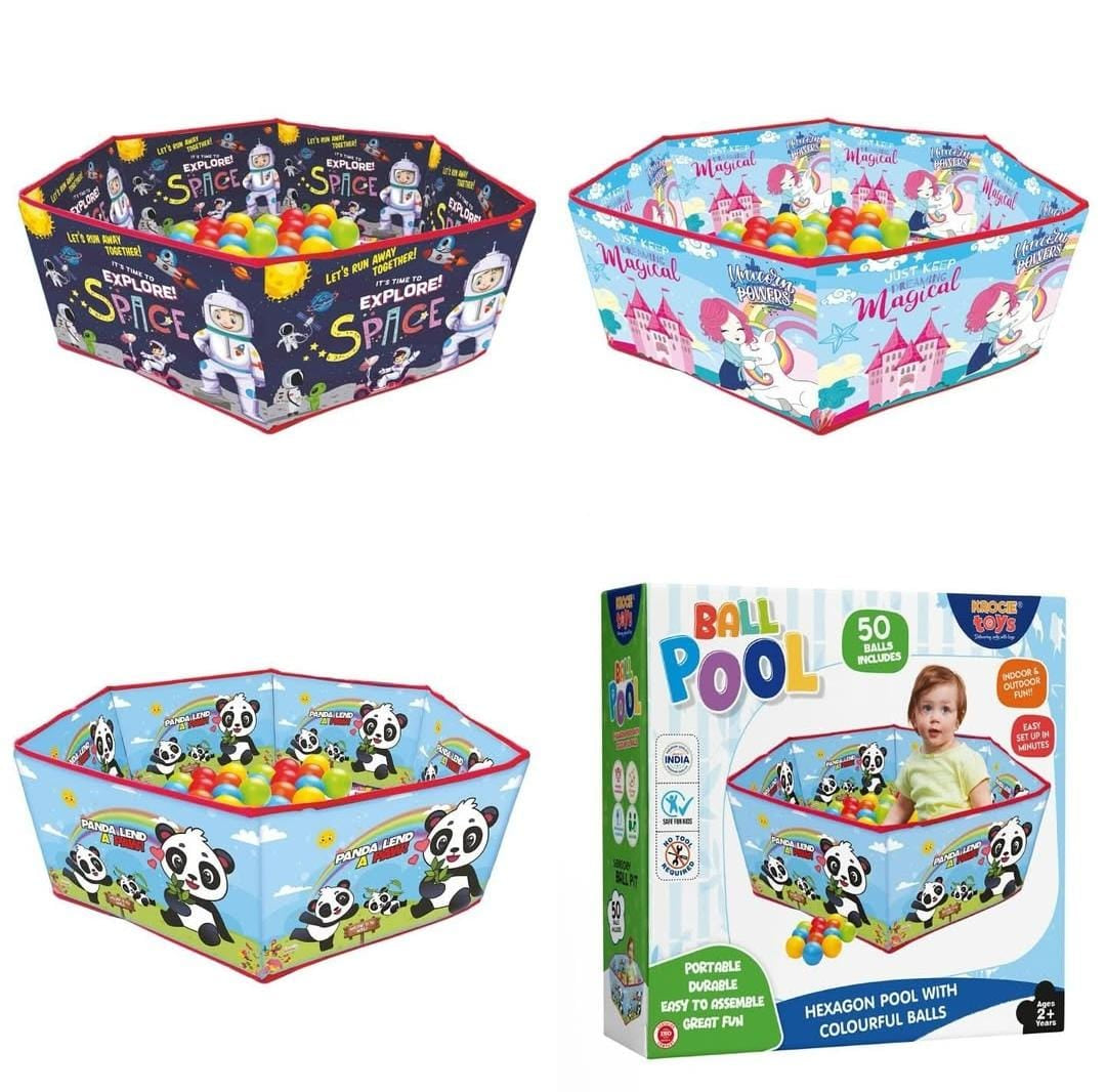 Krocie Toys Hexagon Ball Pool With 50 Balls - Multicolor