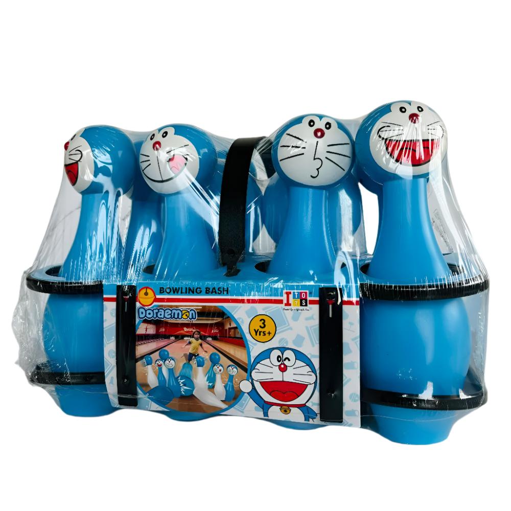 Doraemon Bowling Pins Toy Game Set for Kids Fun & Interactive Bowling Game for Kids with Doraemon-Themed Pins | Indoor & Outdoor Colourful Sports Game