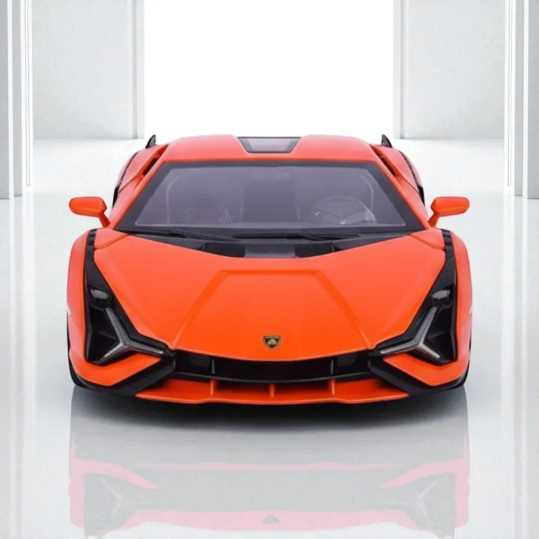 JOY JUNCTION 1:24 Lamborghini Sian FKP 37 Die-Cast Model Car – Orange | Openable Doors, Pull-Back Action, Lights & Sound