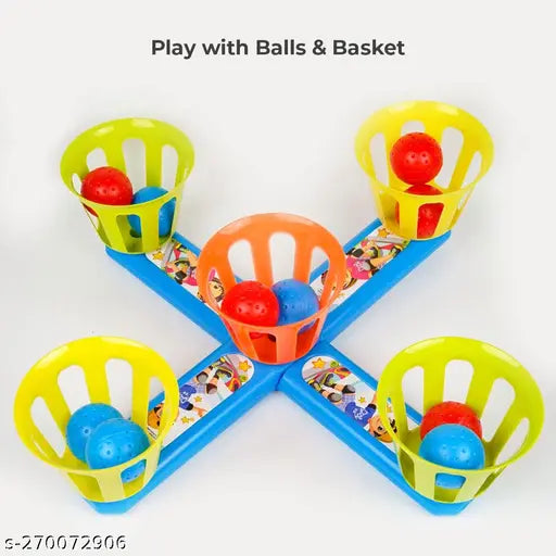 RATNA S FIT Fun 2 in 1 Basket-Bottle Ringtoss Target Game |Indoor and Outdoor Activity Party Games for Kids and Adults|