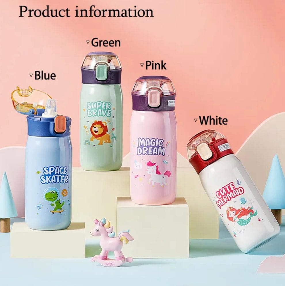 Insulated Stainless Steel Water Bottle for Kids | Double Walled Vacuum Insulated SS-304 Water Bottle | Cartoon Design Hot and Cold Water Bottle – 500ml
