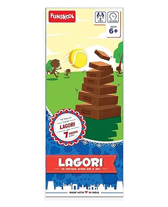 Funskool Lagori Sports Game: The Traditional Outdoor Game for Kids - Multicolour