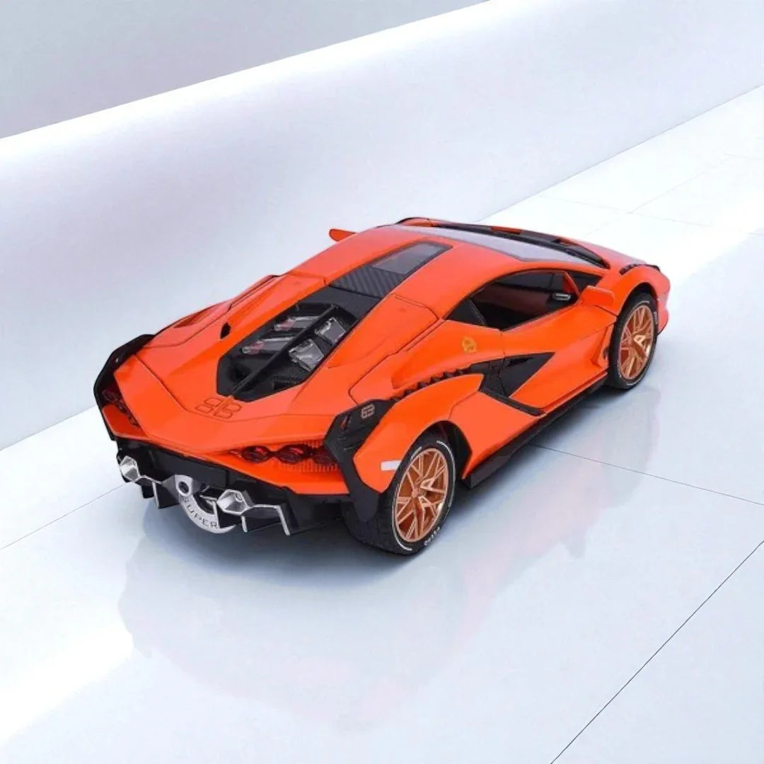 JOY JUNCTION 1:24 Lamborghini Sian FKP 37 Die-Cast Model Car – Orange | Openable Doors, Pull-Back Action, Lights & Sound