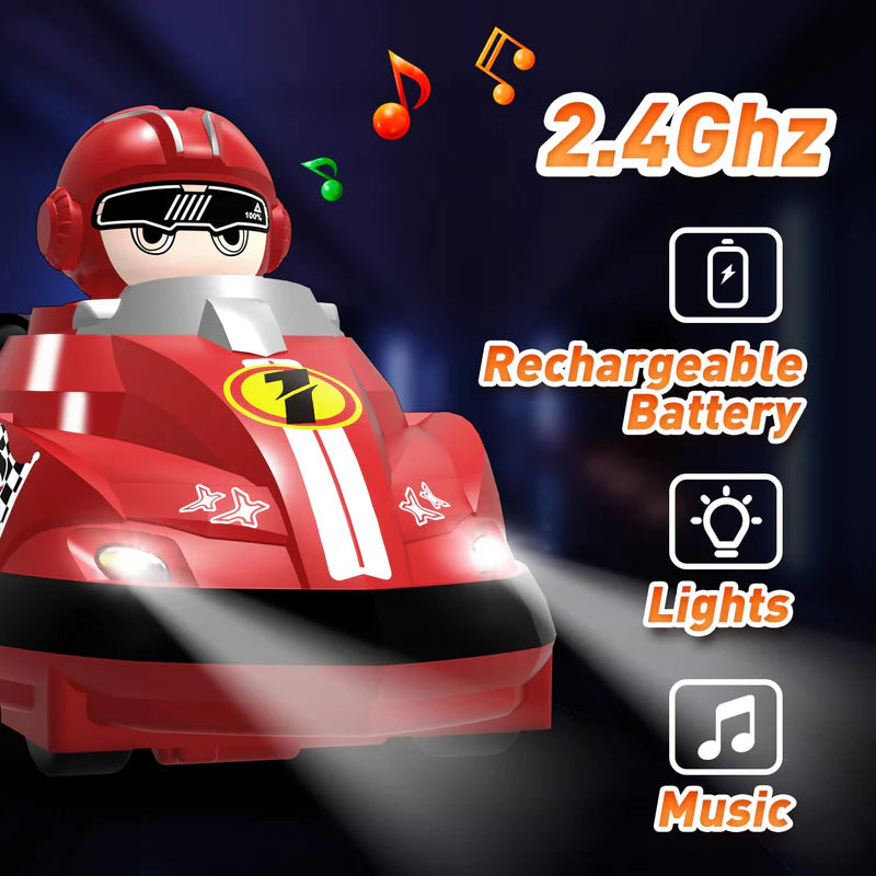 RC Bumper Car Set of 2 Remote-Controlled Bumper Cars with 360 Spins, LED Lights, Sound Effects & Ejecting Drivers Child Play and Kids | 2 Player