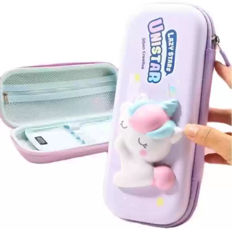 Cute pencil case cartoon animals pen case student EVA Plastic stationery box kid - Assorted