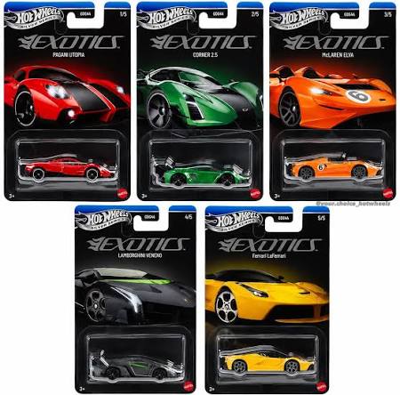 Hot Wheels Silver Series Exotics Series - Pack of 5 Cars - Collector Edition - (GDG44-954U)