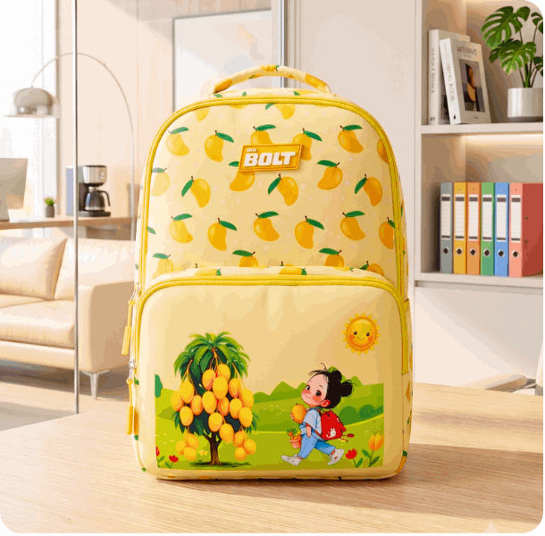 Cute Mango Design School Backpack – Lightweight & Spacious for Kids - 18 inches
