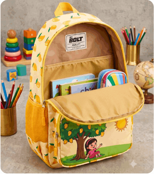 Cute Mango Design School Backpack – Lightweight & Spacious for Kids - 18 inches