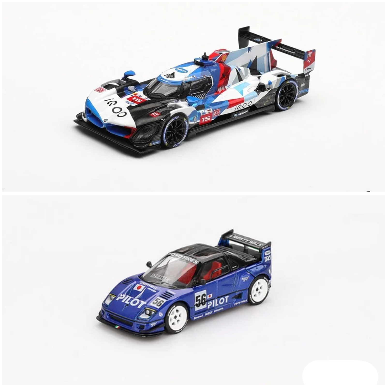 MINI GT Combo Pack #1219 & #1047 – BMW M Hybrid V8 Hypercar & Mazda AZ-1 Liberty Walk LB40 Pilot – Pack of 2 Cars – Box Packing