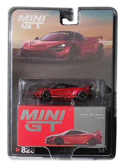 Mini GT - Imported Premium - 828 - McLaren 720S LB Works - Gem Red - Blister Pack