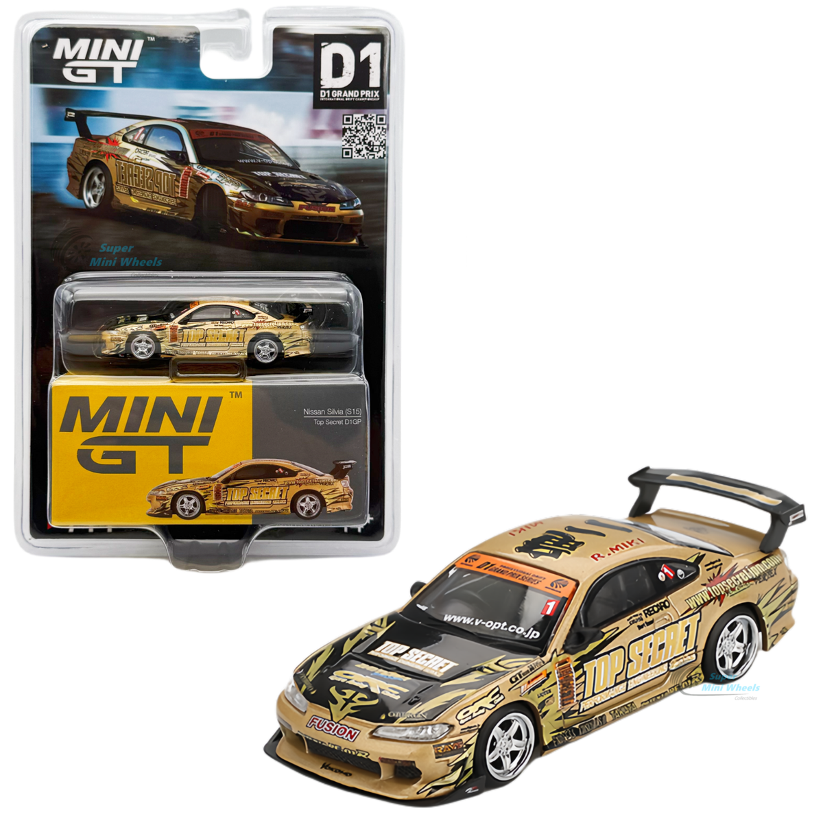 MINI GT Imported Premium - #714 - Nissan Silvia (S15) - Top Secret D1GP - Blister Pack