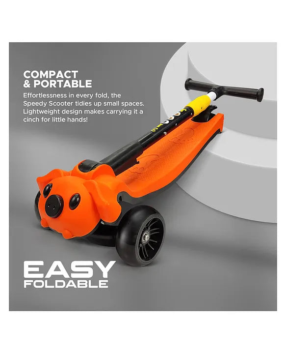 Smart Kick Scooter with 3-Level Adjustable Height & Foldable Structure – Orange