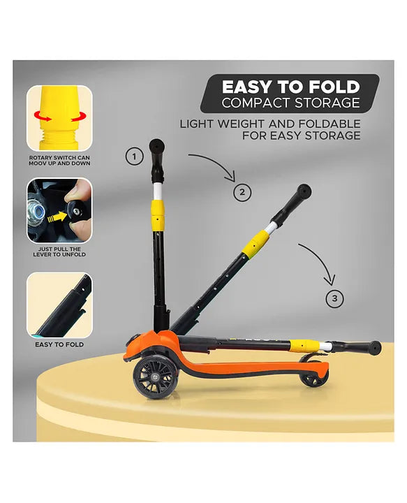 Smart Kick Scooter with 3-Level Adjustable Height & Foldable Structure – Orange