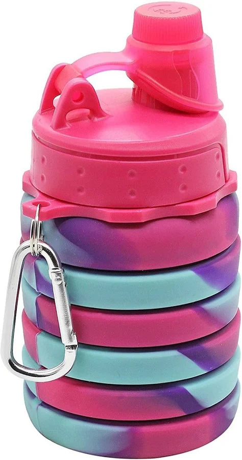 Cute Water Bottle BPA Free 500 ml Printed Themed Foldable Water Bottle Silicone Food Safe Bike, Sports, and Outdoor Activities - Assorted