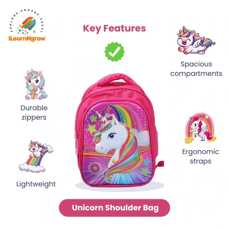 pink unicorn kids school bag durable and spacious design