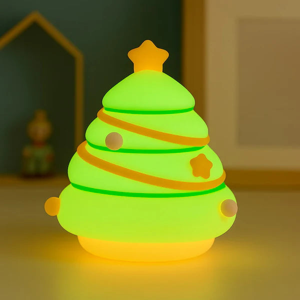 Cute Night Light for Kids, Silicone Christmas tree , For Christmas Gifts - Green