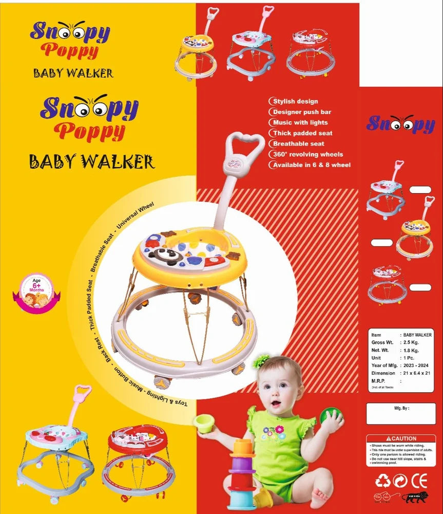 Snoopy Poppy Baby Walker - Color & Design May Vary - Assorted [Without Box]