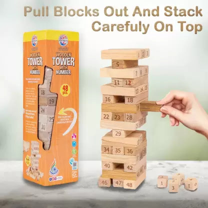 RATNA'S Wooden Tower with Number for Kids - Multicolor