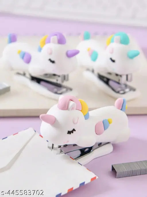 Cute Unicorn Cartoon Mini Desktop Stapler – Perfect for Home & Office - Color & Design May Vary